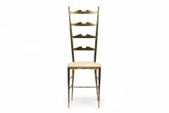 Pair of Mid Century Italian Brass Ladder Back Side Chairs - 4172431