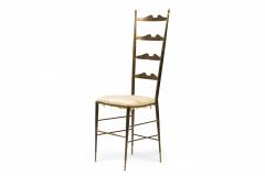 Pair of Mid Century Italian Brass Ladder Back Side Chairs - 4172432