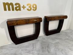 Pair of Mid Century Italian Burl Wood Console Tables - 4324151