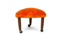 Pair of Mid Century Italian Modern Triangular Orange Upholstered Footstools man - 4655885
