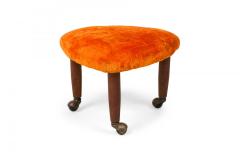 Pair of Mid Century Italian Modern Triangular Orange Upholstered Footstools man - 4655886
