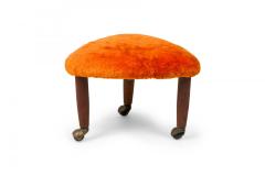 Pair of Mid Century Italian Modern Triangular Orange Upholstered Footstools man - 4655887