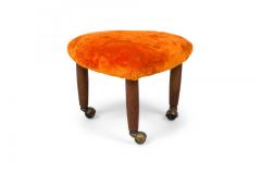 Pair of Mid Century Italian Modern Triangular Orange Upholstered Footstools man - 4655893