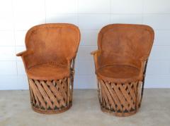 Pair of Mid Century Leather Wrapped Side Chairs - 1928472