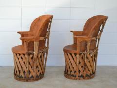 Pair of Mid Century Leather Wrapped Side Chairs - 1928473