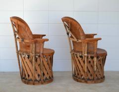 Pair of Mid Century Leather Wrapped Side Chairs - 1928474