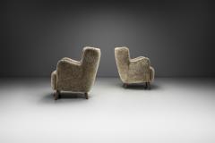 Pair of Mid Century Lounge Chairs in Sheepskin Europe Mid 20th Century - 4294560