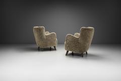 Pair of Mid Century Lounge Chairs in Sheepskin Europe Mid 20th Century - 4303766