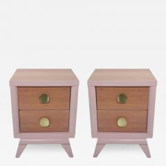 Pair of Mid Century Mahogany End Tables in Dusty Pink - 3535218