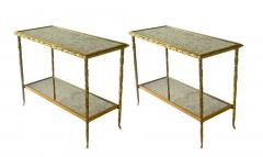 Pair of Mid Century Maison Bagues Palmier Bronze Dore Side Tables circa 1940 - 4624843