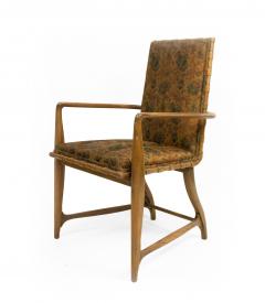 Pair of Mid Century Maple and Floral Upholstered Studio Arm Chairs - 1378480