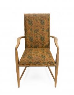 Pair of Mid Century Maple and Floral Upholstered Studio Arm Chairs - 1378482