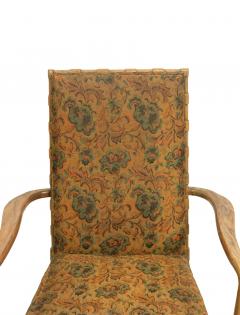 Pair of Mid Century Maple and Floral Upholstered Studio Arm Chairs - 1378489