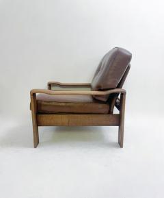 Pair of Mid Century Modern Armchairs in Leather Oak - 3150201
