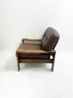 Pair of Mid Century Modern Armchairs in Leather Oak - 3150202