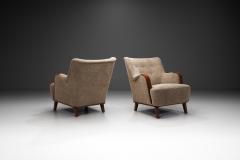 Pair of Mid Century Modern Armchairs with Wooden Arm Details Europe 1950s - 4244481