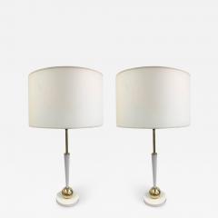 Pair of Mid Century Modern Brass Ball Lamps - 617178