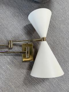 Pair of Mid Century Modern Brass Double Cone Wall Sconces - 4557407