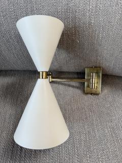 Pair of Mid Century Modern Brass Double Cone Wall Sconces - 4557411
