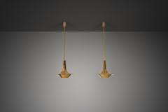 Pair of Mid Century Modern Brass Pendant Lights Europe 1950s - 4646870