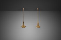 Pair of Mid Century Modern Brass Pendant Lights Europe 1950s - 4646910