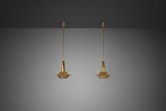 Pair of Mid Century Modern Brass Pendant Lights Europe 1950s - 4646911