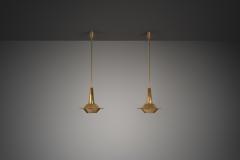 Pair of Mid Century Modern Brass Pendant Lights Europe 1950s - 4646912