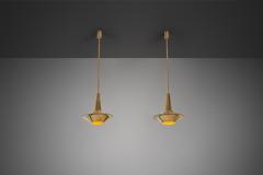 Pair of Mid Century Modern Brass Pendant Lights Europe 1950s - 4646913