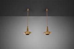Pair of Mid Century Modern Brass Pendant Lights Europe 1950s - 4646914