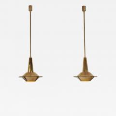 Pair of Mid Century Modern Brass Pendant Lights Europe 1950s - 4681282
