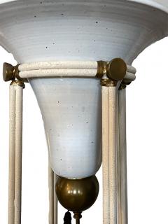 Pair of Mid Century Modern Bronze Floor Torchiere Lamps with Porcelain Globes - 2955304