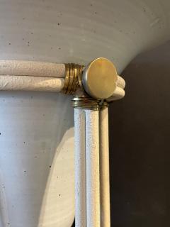 Pair of Mid Century Modern Bronze Floor Torchiere Lamps with Porcelain Globes - 2955309