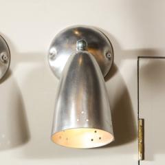 Pair of Mid Century Modern Brushed Aluminum Perforated Articulating Sconces - 2551426