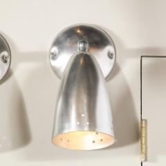 Pair of Mid Century Modern Brushed Aluminum Perforated Articulating Sconces - 2551428