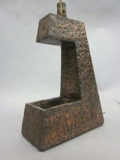 Pair of Mid Century Modern Brutalist Copper Foil Table Lamps - 1876797