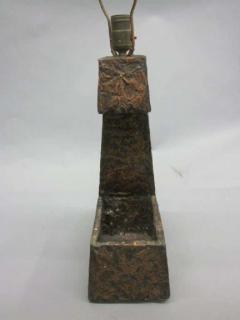 Pair of Mid Century Modern Brutalist Copper Foil Table Lamps - 1876805