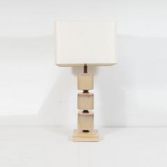 Pair of Mid Century Modern Ceramic Pearlescent Cube Table Lamps - 1483718