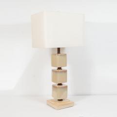 Pair of Mid Century Modern Ceramic Pearlescent Cube Table Lamps - 1483721