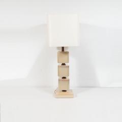 Pair of Mid Century Modern Ceramic Pearlescent Cube Table Lamps - 1483725