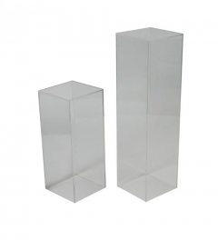 Pair of Mid Century Modern Clear Acrylic Lucite Pedestals or Side Tables - 2606691