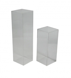 Pair of Mid Century Modern Clear Acrylic Lucite Pedestals or Side Tables - 2606692