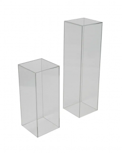 Pair of Mid Century Modern Clear Acrylic Lucite Pedestals or Side Tables - 2606693