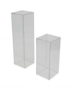 Pair of Mid Century Modern Clear Acrylic Lucite Pedestals or Side Tables - 2606694