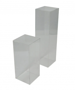 Pair of Mid Century Modern Clear Acrylic Lucite Pedestals or Side Tables - 2606695