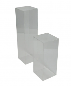 Pair of Mid Century Modern Clear Acrylic Lucite Pedestals or Side Tables - 2606696