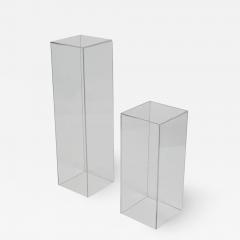 Pair of Mid Century Modern Clear Acrylic Lucite Pedestals or Side Tables - 2609178