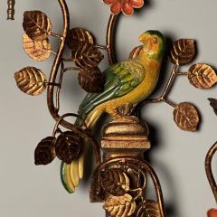 Pair of Mid Century Modern Colorful Parrot Wall Sconces Lights Hand Painted - 3395759