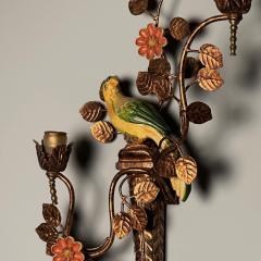 Pair of Mid Century Modern Colorful Parrot Wall Sconces Lights Hand Painted - 3395766