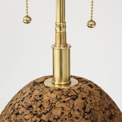 Pair of Mid Century Modern Cork and Brass Table Lamps  - 3084848
