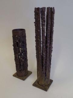 Pair of Mid Century Modern Craftsman Brutalist Candelabra in Bronze - 1774995